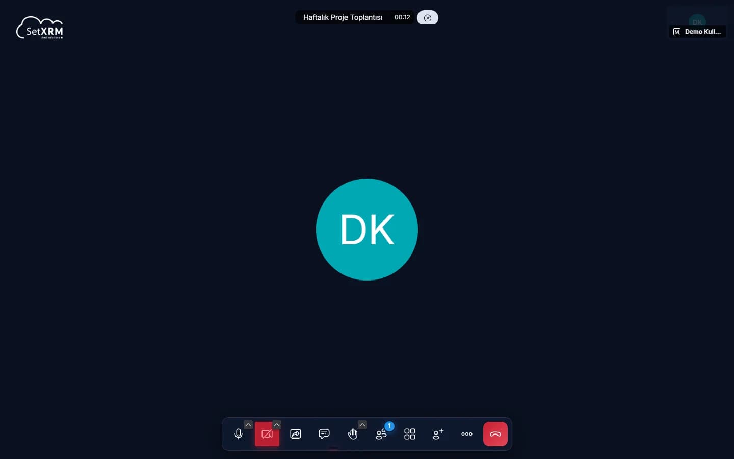 SetXRM Meet – Toplantı ekranı